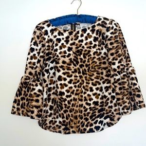 Leopard print blouse with bell sleeves